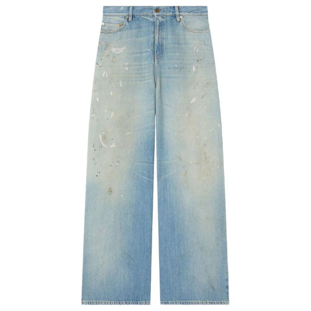 Golden Goose Women Jeans In Denim Azzurro Con Logo Ricamato Golden